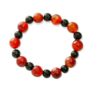 Pulsera Ágata Esfera Negra & Rojo 8-11mm