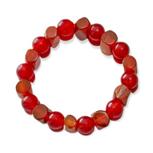 Pulsera Ágata Rectangular + Esfera Roja 17mm