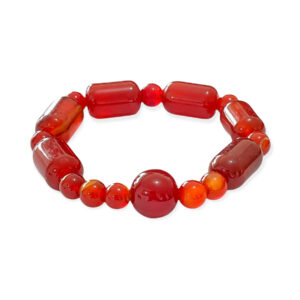 Pulsera Ágata Cilindro + Esfera Roja 8-13mm