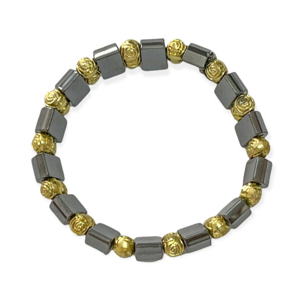 Pulsera Hematita + Esfera Dorada 13mm - Image 2