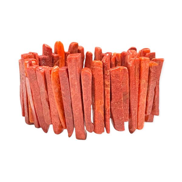 Pulsera Coral Esponja Rectangular Irregular Rojo 31-42mm