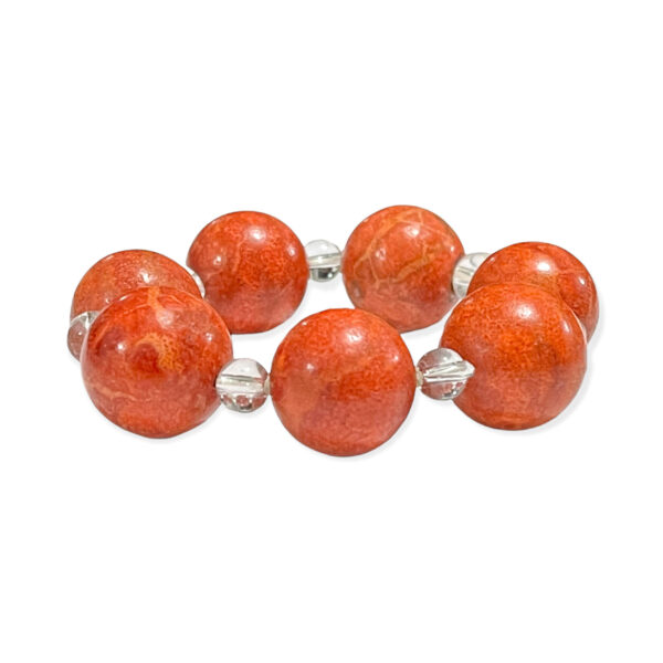 Pulsera Coral Esponja Rojo + Cristal Esfera 6-17mm