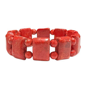 Pulsera Coral Cuadrado + Esfera Rojo 15-18mm