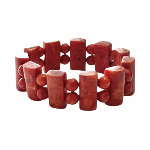 Pulsera Coral Rectangular + Esfera Rojo 13-17mm