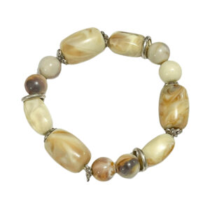 Pulsera Cilindro + Esfera Beige Marrón 12-15mm