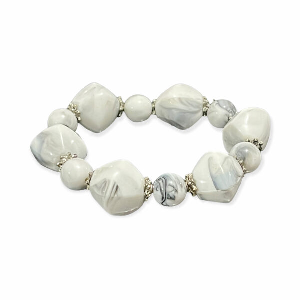Pulsera Rombo + Esfera Gris Blanco 11-20 mm