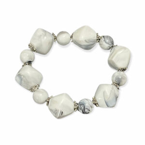 Pulsera Rombo + Esfera Gris Blanco 11-20 mm