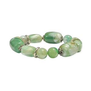 Pulsera Cilindro + Esfera Verde Menta 11-15mm