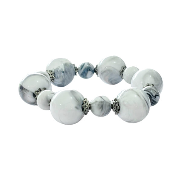 Pulsera Esfera Gris Blanco 11-29mm