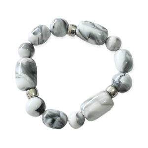 Pulsera Cilindro + Esfera Gris Blanco 11-15mm