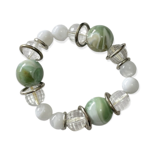 Pulsera Esfera + Aros Metálicos Verde Menta 11-19mm - Image 2
