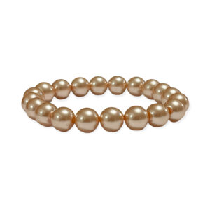 Pulsera Perla Shell Dorado Metalizado Esfera 9mm