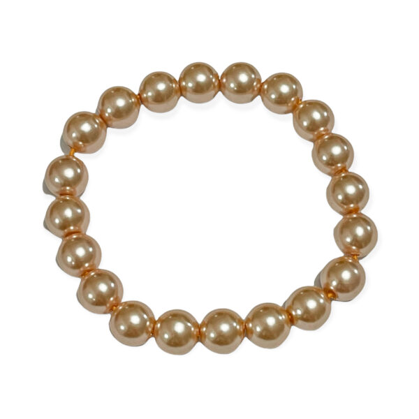 Pulsera Perla Shell Dorado Metalizado Esfera 9mm - Image 2