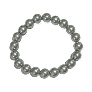 Pulsera Perla Shell Gris Azulado Metalizado Esfera 9mm