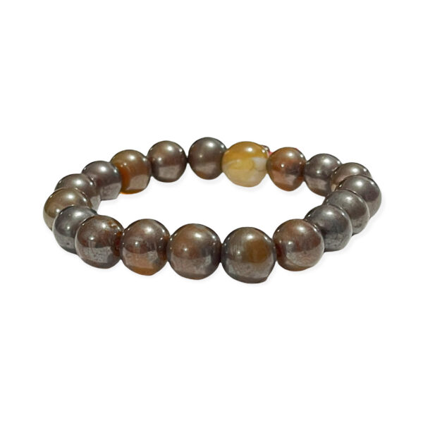 Pulsera Ágata Ambar Oscuro Esfera 11mm - Image 2