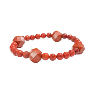 Pulsera Coral Rojo Esfera Facetada 12mm