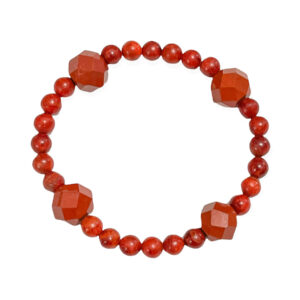 Pulsera Coral Rojo Esfera Facetada 12mm