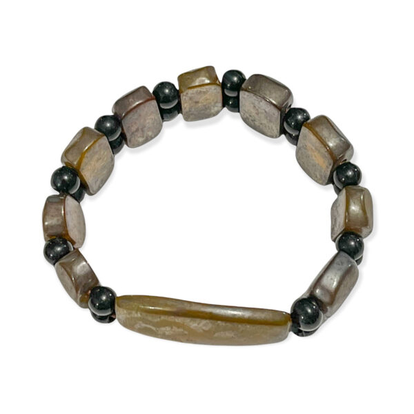 Pulsera Ágata Ambar Oscuro + Ónix Negro 16mm - Image 2