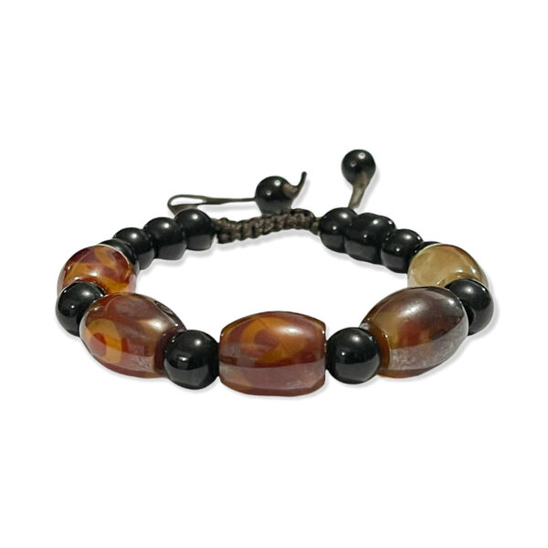 Pulsera Ágata Marrón + Ónix Negro 11mm
