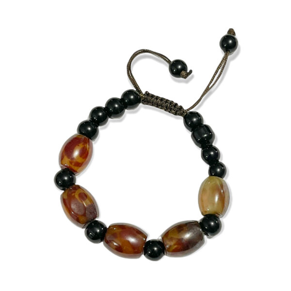 Pulsera Ágata Marrón + Ónix Negro 11mm - Image 2