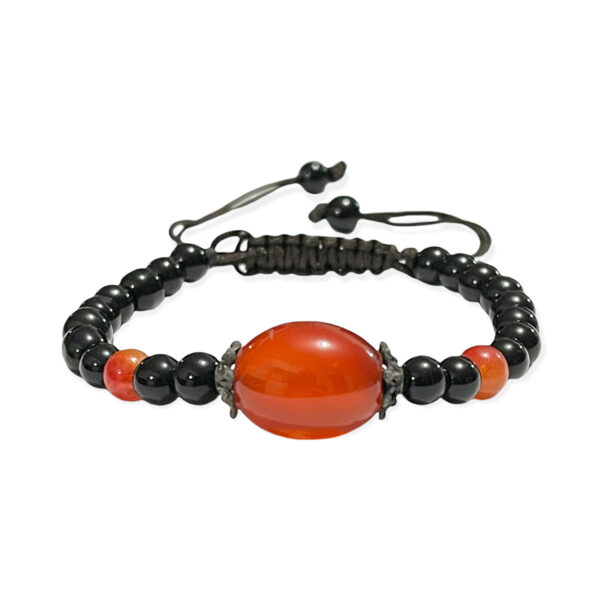 Pulsera Ágata Cornalina + Ónix Negro 7mm
