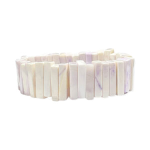 Pulsera Piedra Natural Rectangular Blanco Lila 22-24mm