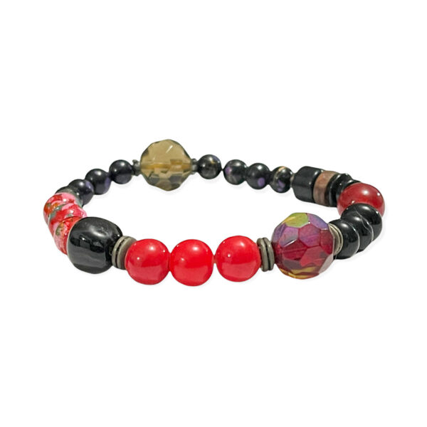 Pulsera Piedras Semipreciosas Rojo & Negro 7-12mm
