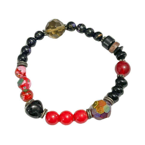 Pulsera Piedras Semipreciosas Rojo & Negro 7-12mm - Image 2