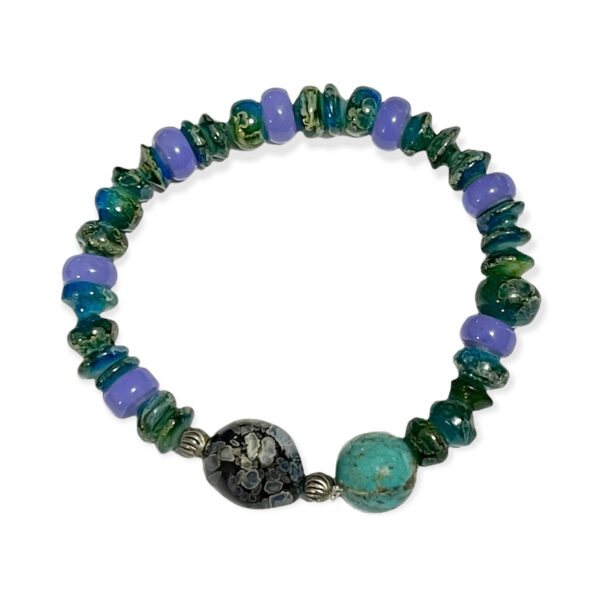 Pulsera Piedras Semipreciosas Verde Azulado & Lila 8-12mm - Image 2