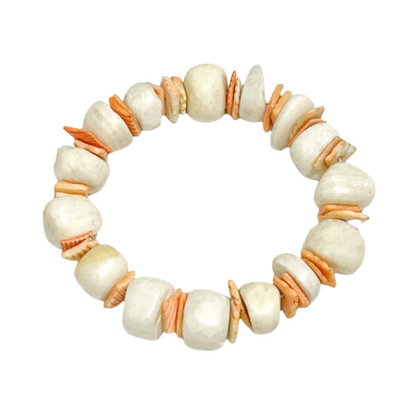 Pulsera Piedra Natural Rolada Blanco Durazno 12-14mm - Image 2