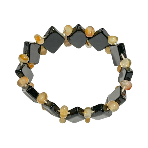 Pulsera Ónix Rombos Negros + Chips Ágata 18-20mm - Image 2