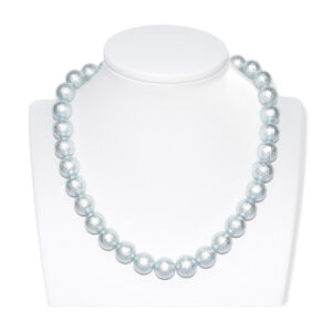 Collar Perla Shell Redondo Gris 12mm