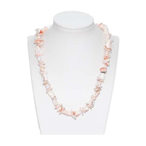 Collar Concha de Caracol Fragmentos Blanco Rosa 10-12mm