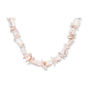 Collar Concha de Caracol Fragmentos Blanco Rosa 10-12mm