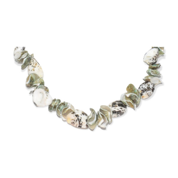 Collar Concha de Caracol + Fragmentos Verde Blanco 12-14mm - Image 2