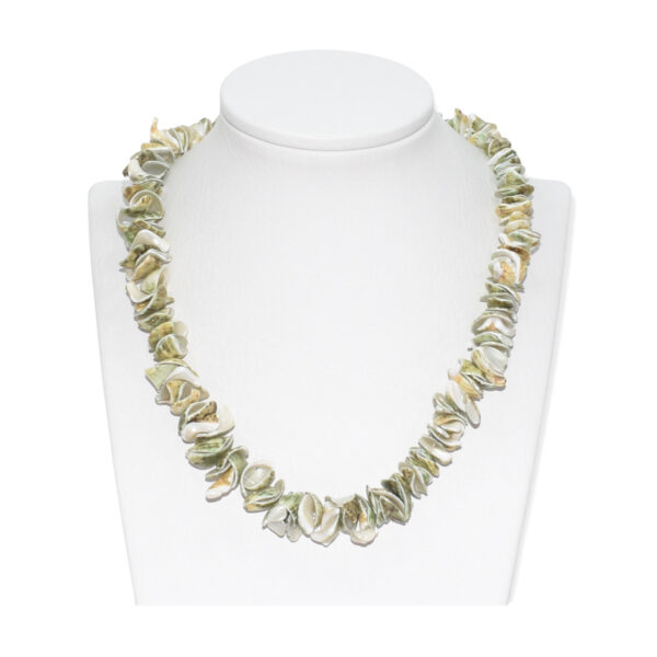 Collar Concha de Caracol Fragmentos Verde Amarillo 12-14mm