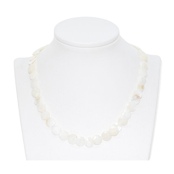 Collar Nácar Disco Superpuesto Blanco Marfil 11-12mm