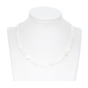 Collar Nácar Rombo + Rectángulo + Óvalo + Esfera Blanco Marfil 12mm