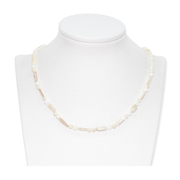 Collar Nácar Rectángulo Irregular + Esfera Blanco Marfil 5mm