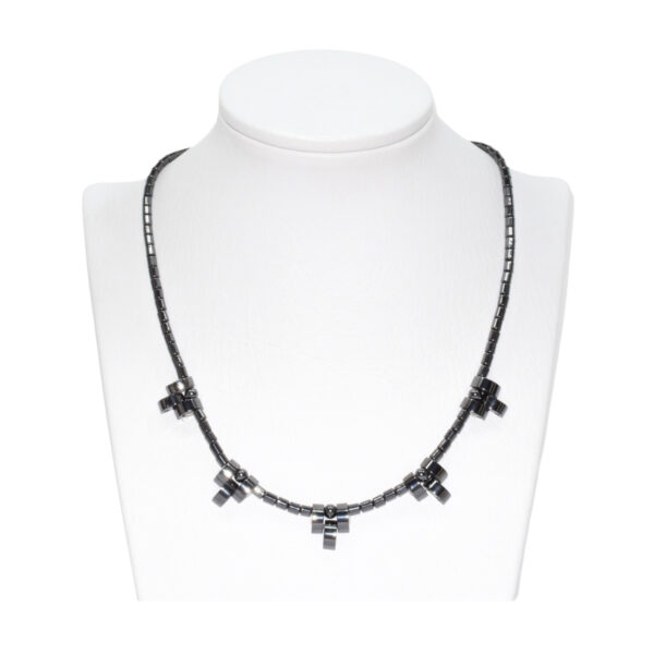 Collar Hematita con Colgante Flores Mini