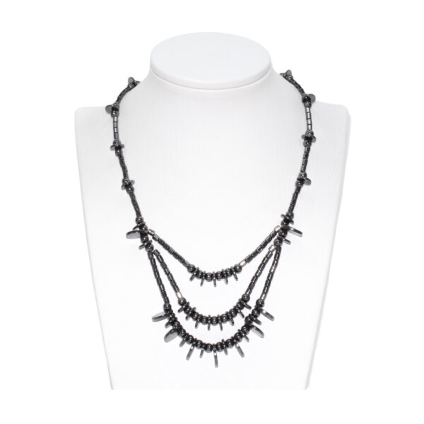 Collar Triple Hematita Disco + Esfera