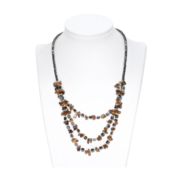 Collar Hematita Collares Triples con Ojo de Tigre Chips