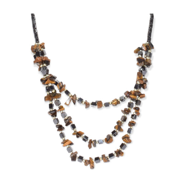 Collar Hematita Collares Triples con Ojo de Tigre Chips - Image 2