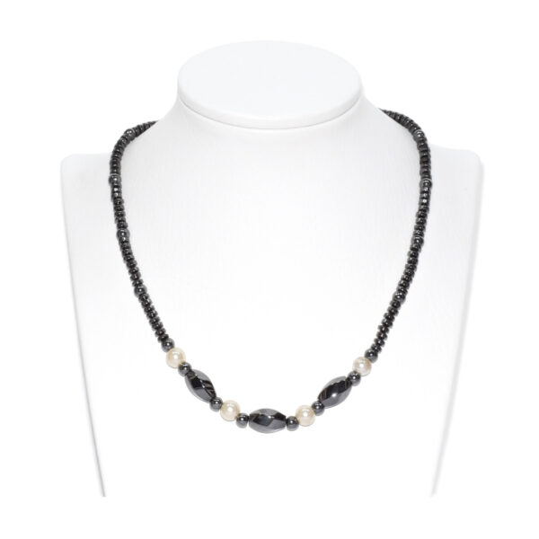 Collar Hematita con Colgante Twist + Perla Redonda 8mm