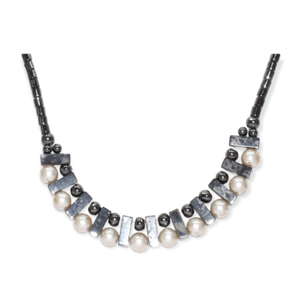 Collar Hematita con Colgante Rectángulo + Perla Redonda 8mm - Image 2