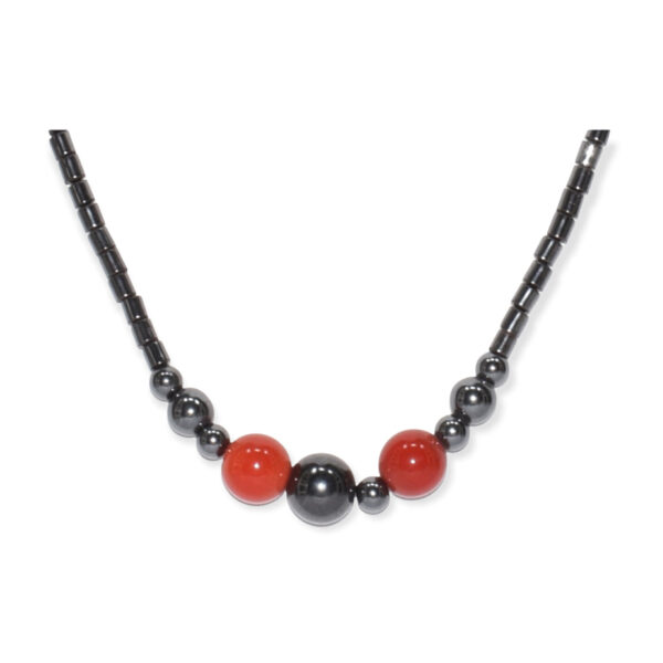 Collar Hematita con Colgante Ágata Esfera Rojo 12mm - Image 2