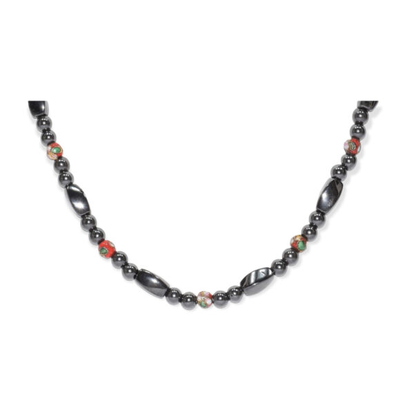 Collar Hematita Twist + Perla Cloisonne Rojo 6mm - Image 2