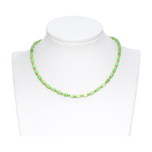 Collar Elástico Cilindro + Esfera Verde 4mm
