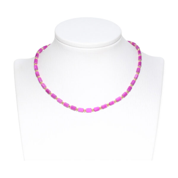 Collar Elástico Cilindro + Esfera Fucia 4mm