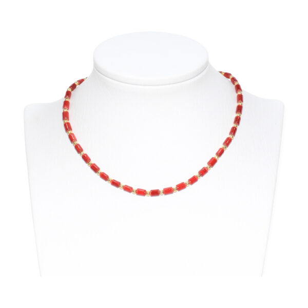 Collar Elástico Cilindro + Esfera Rojo 4mm